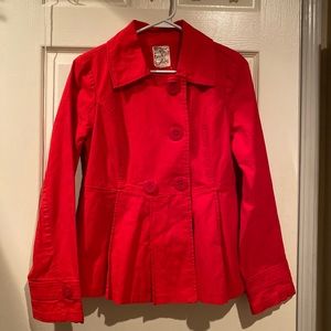 Ladies Tulle Double Breasted Pleated Red Jacket Size MEDIUM